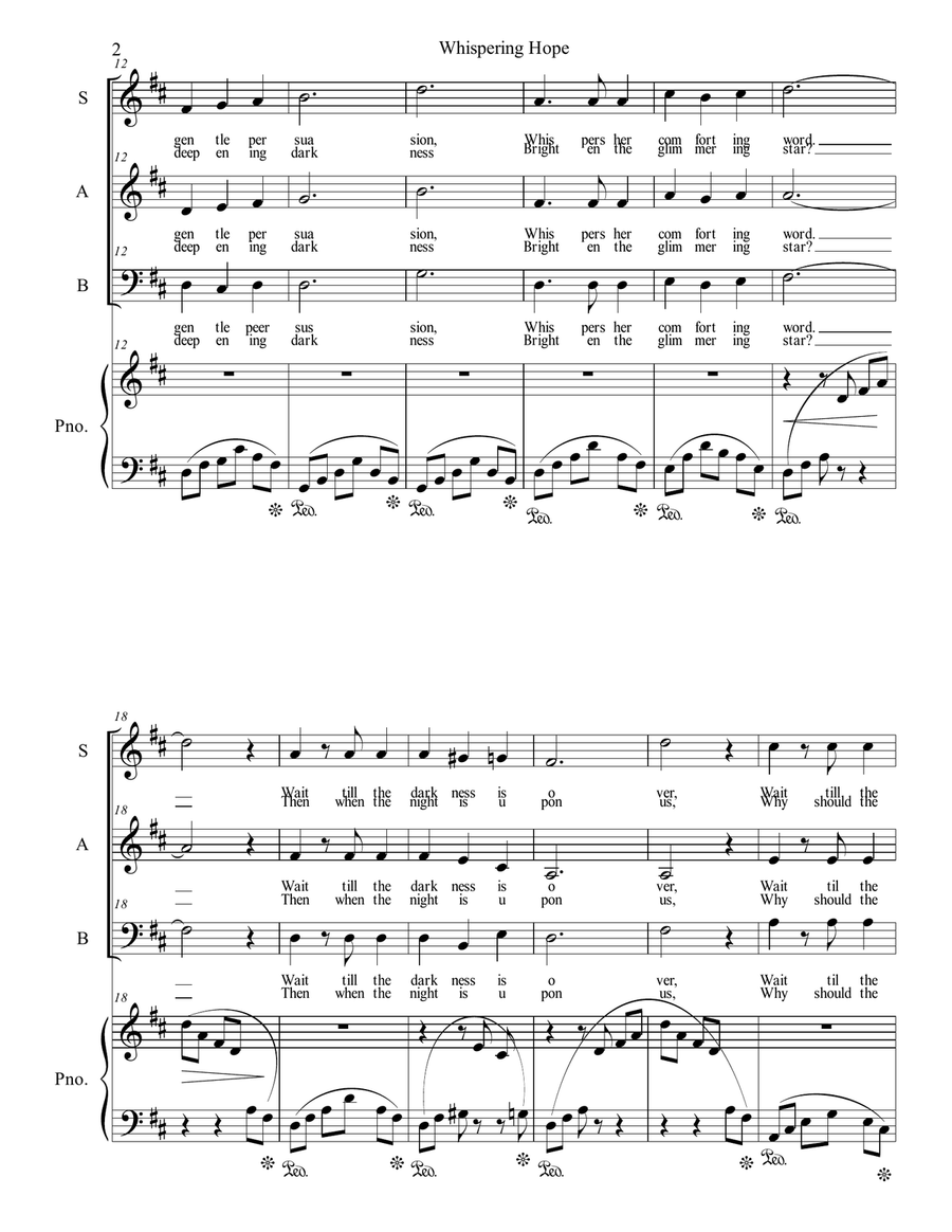 Whispering Hope 3-Part scores gallery preview page 2