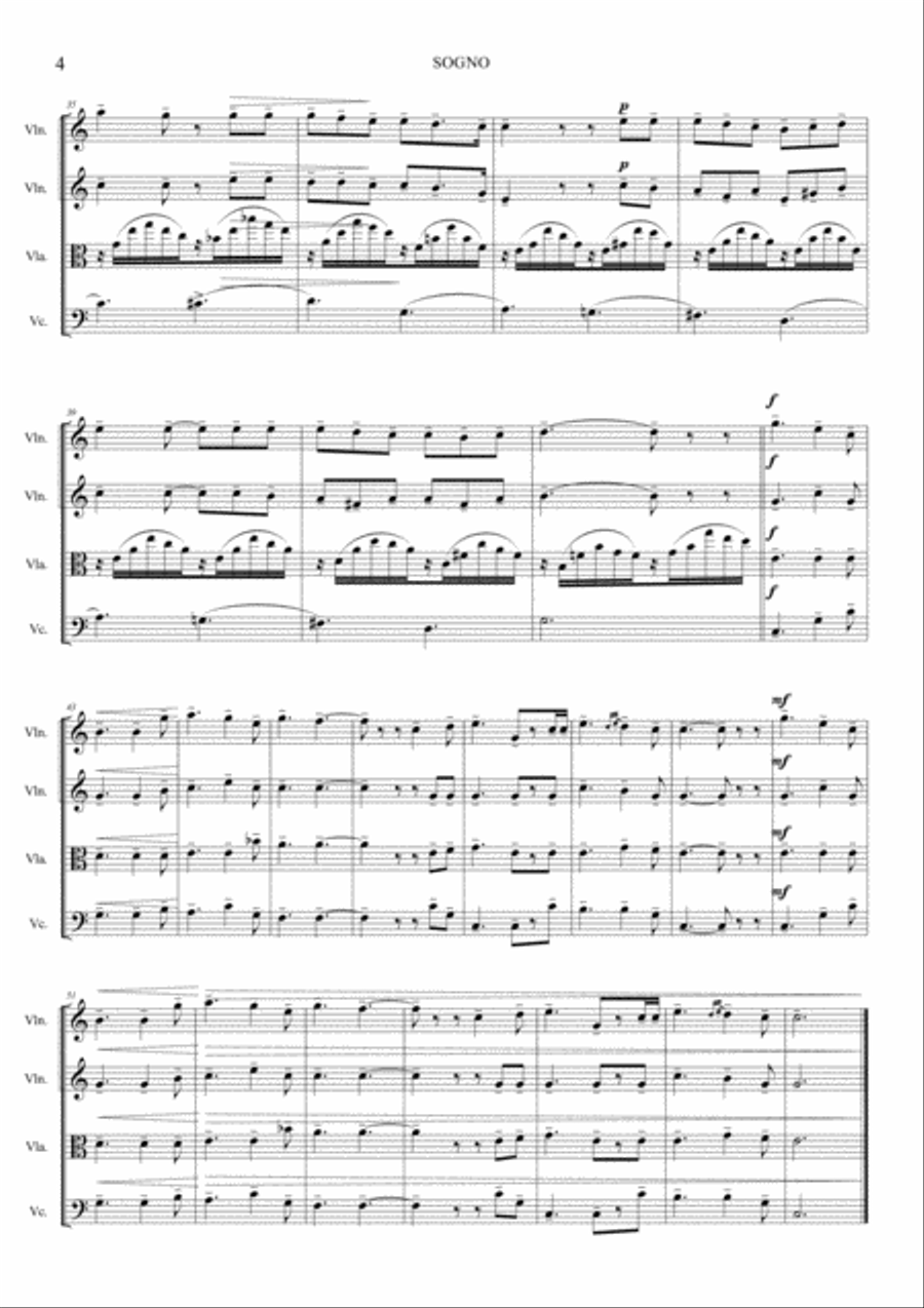 SOGNO - F.P. Tosti - Arr. for String Quartet - With Parts String Quartet scores gallery preview page 4