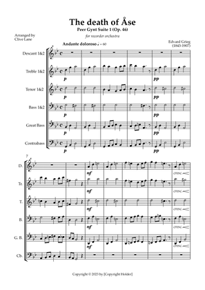 The death of Ase (Grieg) for recorder orchestra