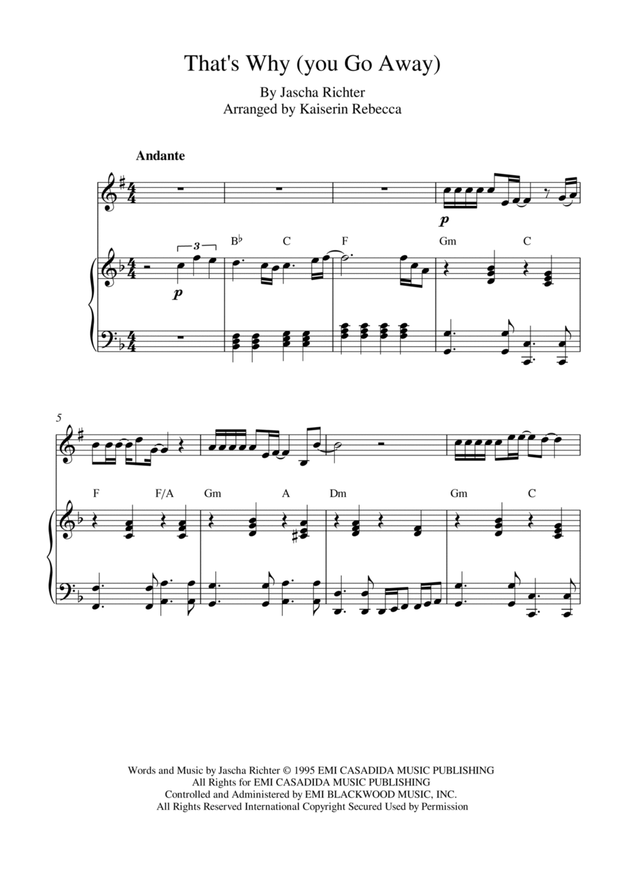 That's Why (you Go Away) Tenor Saxophone scores gallery preview page 1