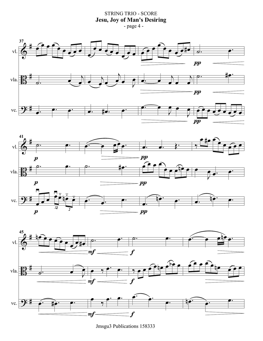 Bach: Jesu, Joy of Man's Desiring for String Trio String Trio scores gallery preview page 4