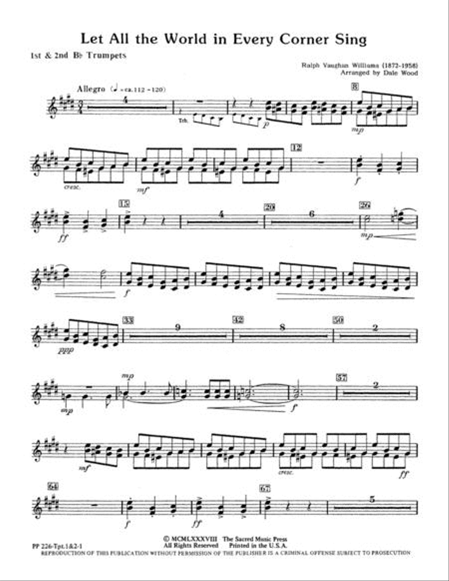 Let All the World in Every Corner Sing - Instrumental Parts Choir scores gallery preview page 2