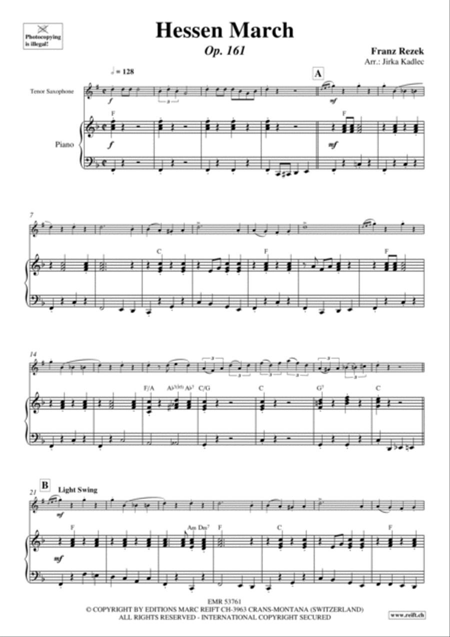 Hessen March Tenor Saxophone scores gallery preview page 4