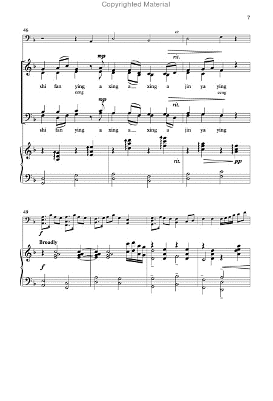 Boat on Tai Lake - SATB Octavo 4-Part scores gallery preview page 6