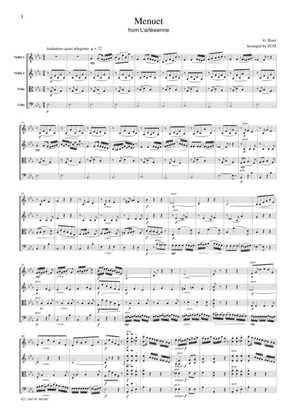 Book cover for Bizet Menuet from L'arlesienne, for string quartet, CB104