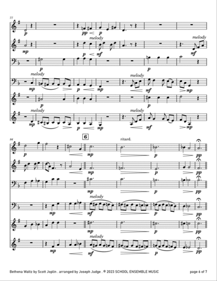 Bethena Waltz by Joplin for Brass Quartet in Schools Brass Quartet scores gallery preview page 6