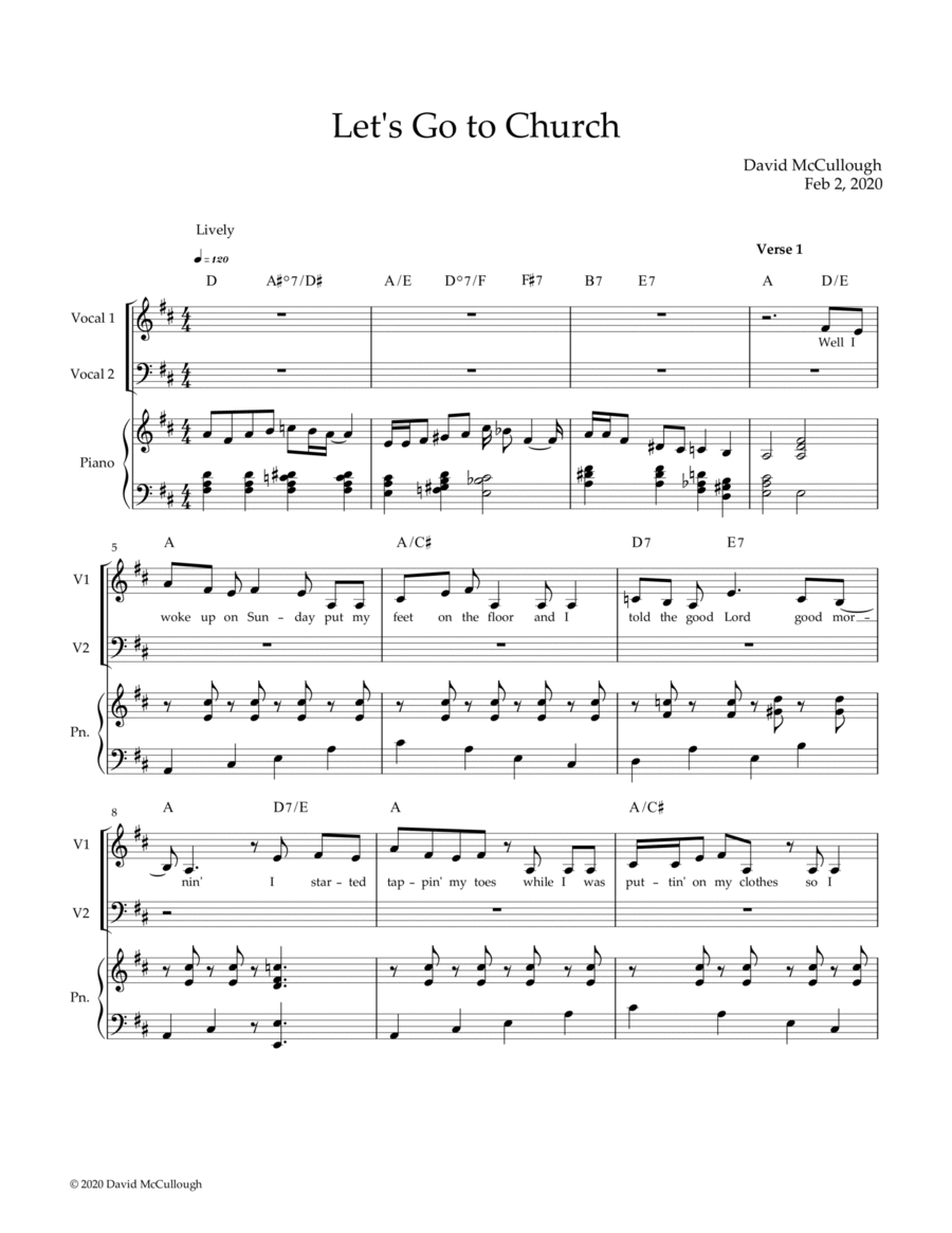 Let's Go to Church Let's Go to Church Voice scores gallery preview page 1