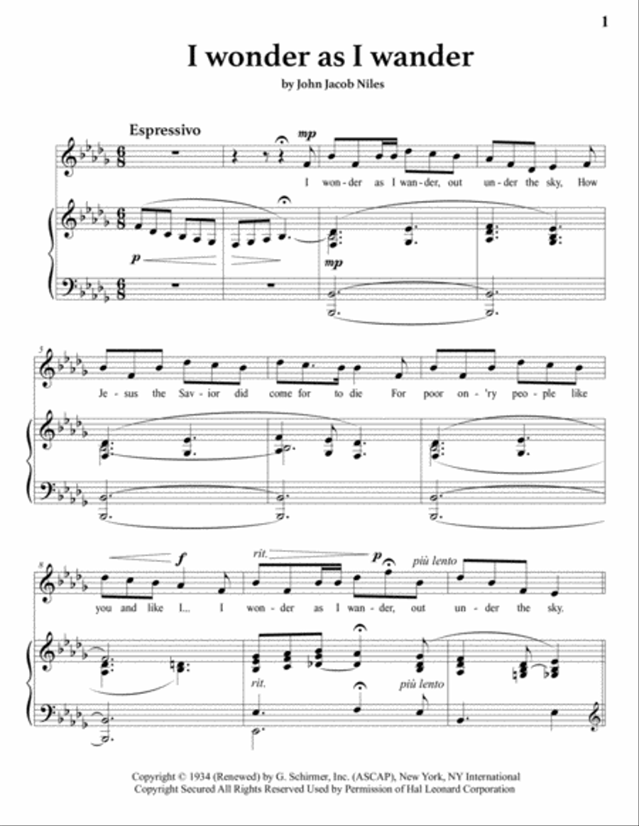 I Wonder As I Wander Voice scores gallery preview page 2