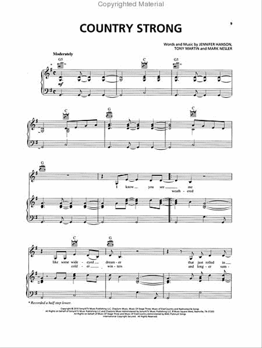 Country Strong Piano, Vocal, Guitar scores gallery preview page 2