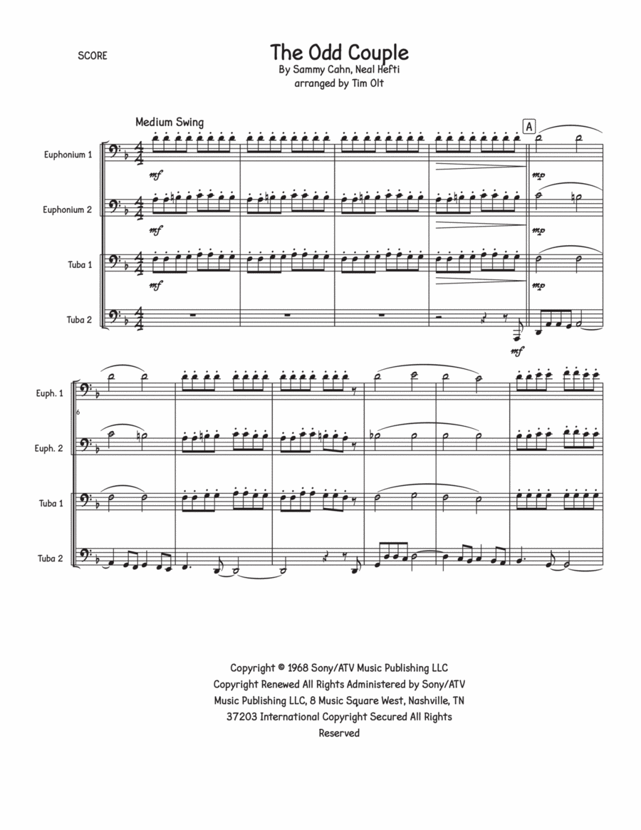 The Odd Couple Brass Quartet scores gallery preview page 1