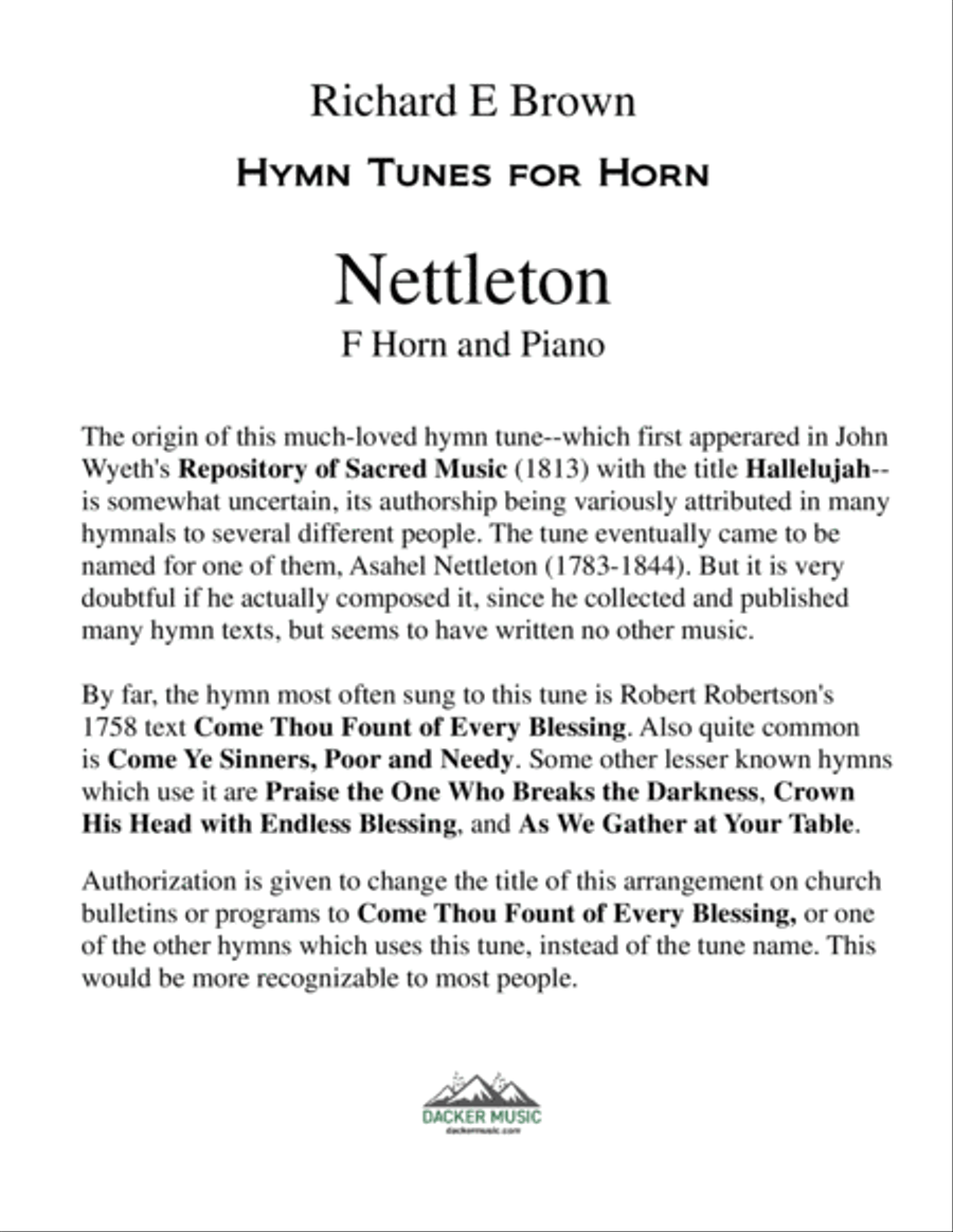 Nettleton (Come Thou Fount of Every Blessing) Horn scores gallery preview page 2