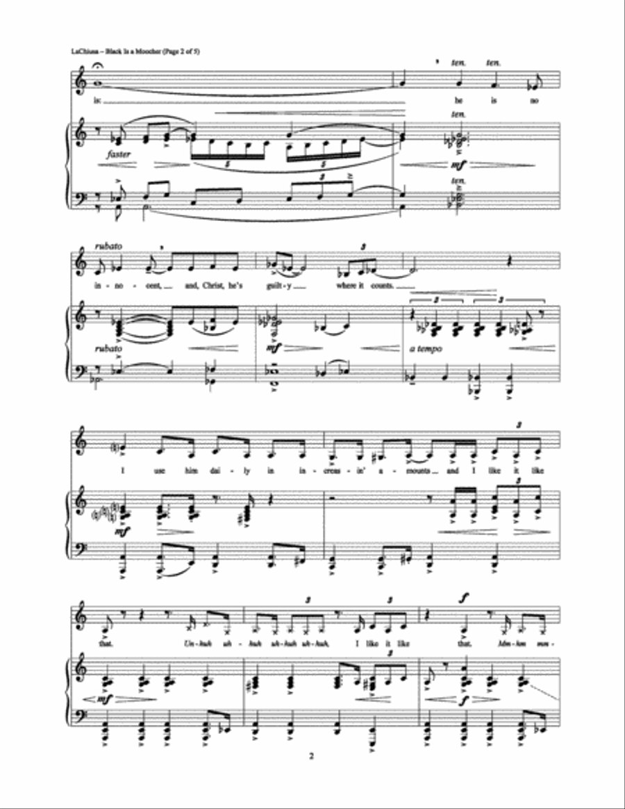 Black Is a Moocher Piano, Vocal, Guitar scores gallery preview page 2