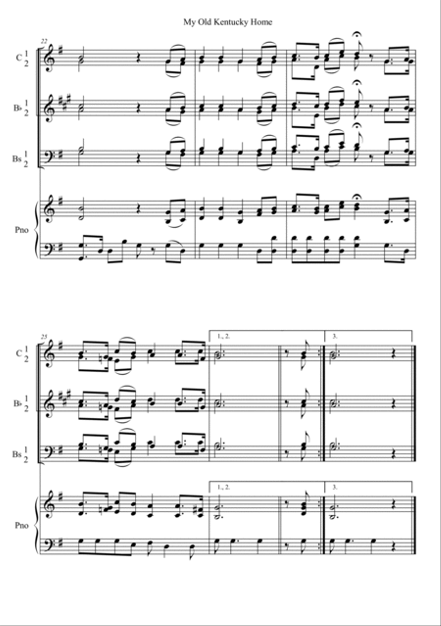 My Old Kentucky Home Piano Trio scores gallery preview page 4