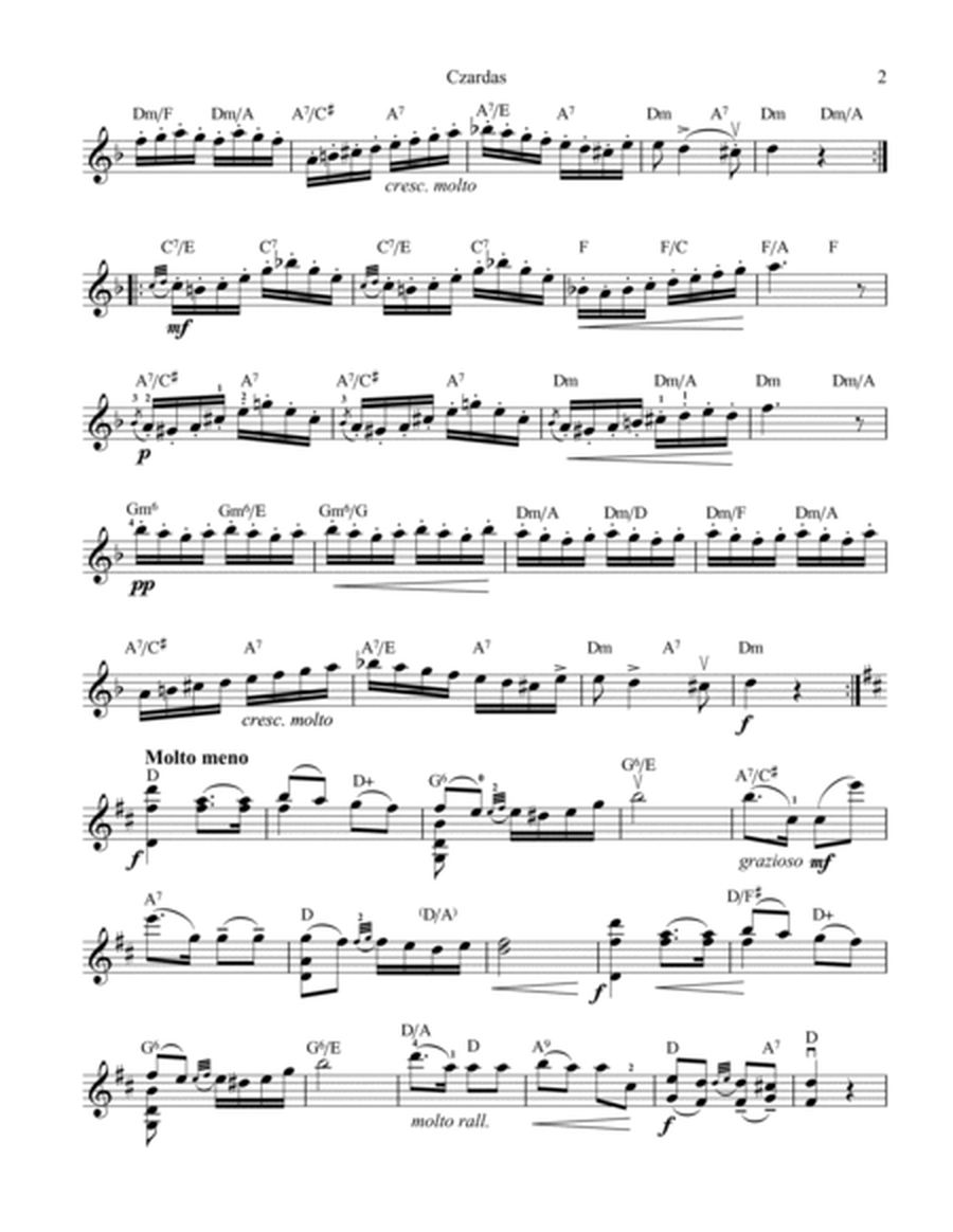 Czardas for violin with guitar chords (lead sheet) image number null
