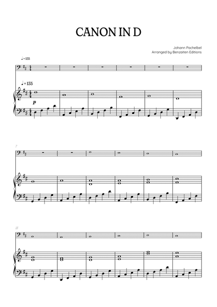Pachelbel Canon in D • trombone sheet music with piano accompaniment image number null
