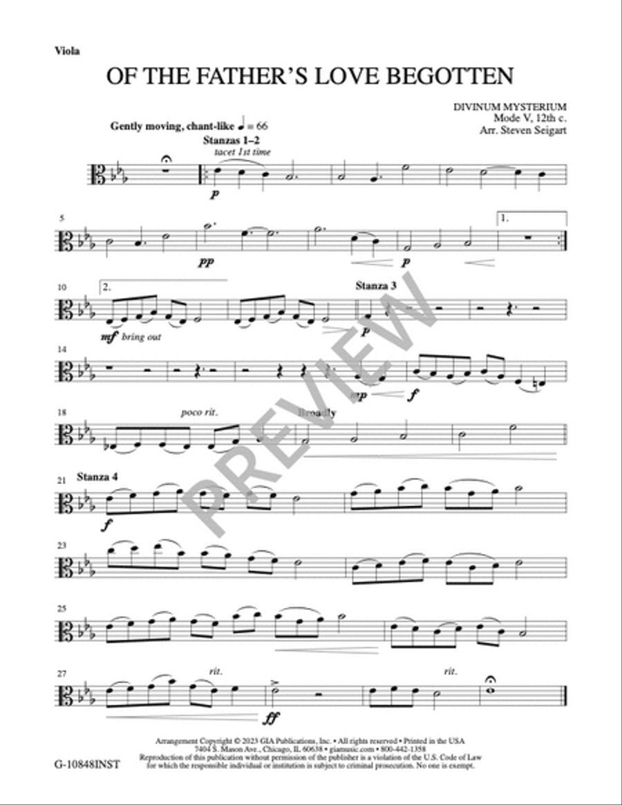 Of the Father's Love Begotten - Instrument edition String Trio scores gallery preview page 3