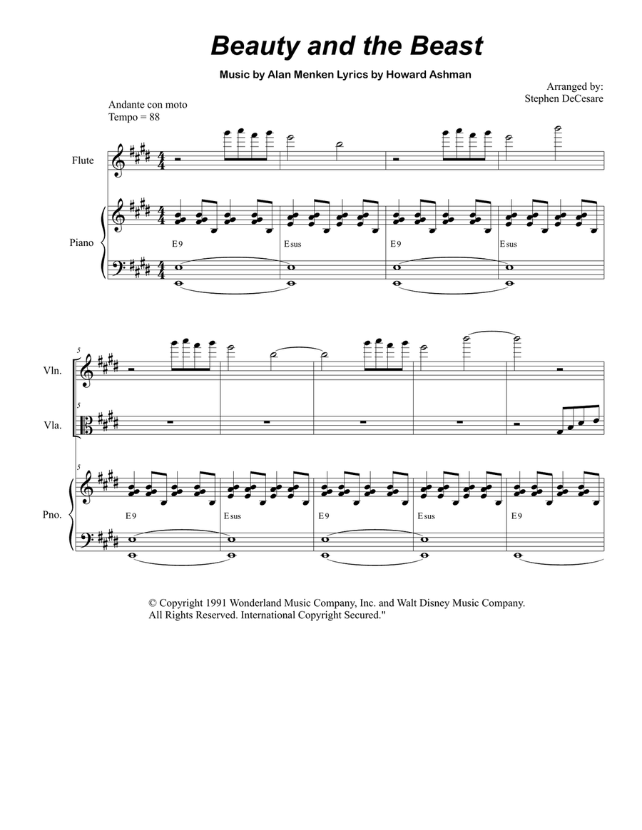 Beauty And The Beast String Duet scores gallery preview page 1