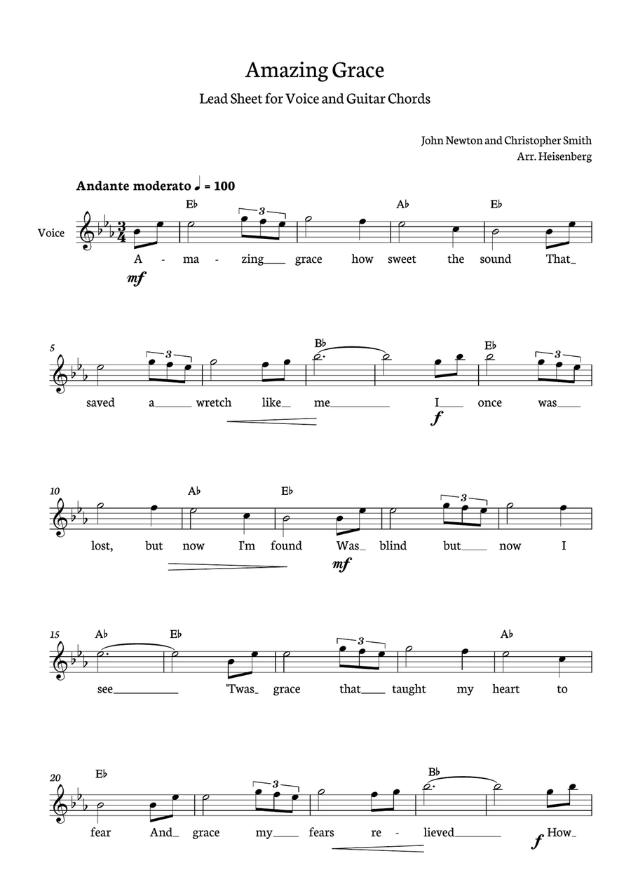 Amazing Grace Guitar scores gallery preview page 1
