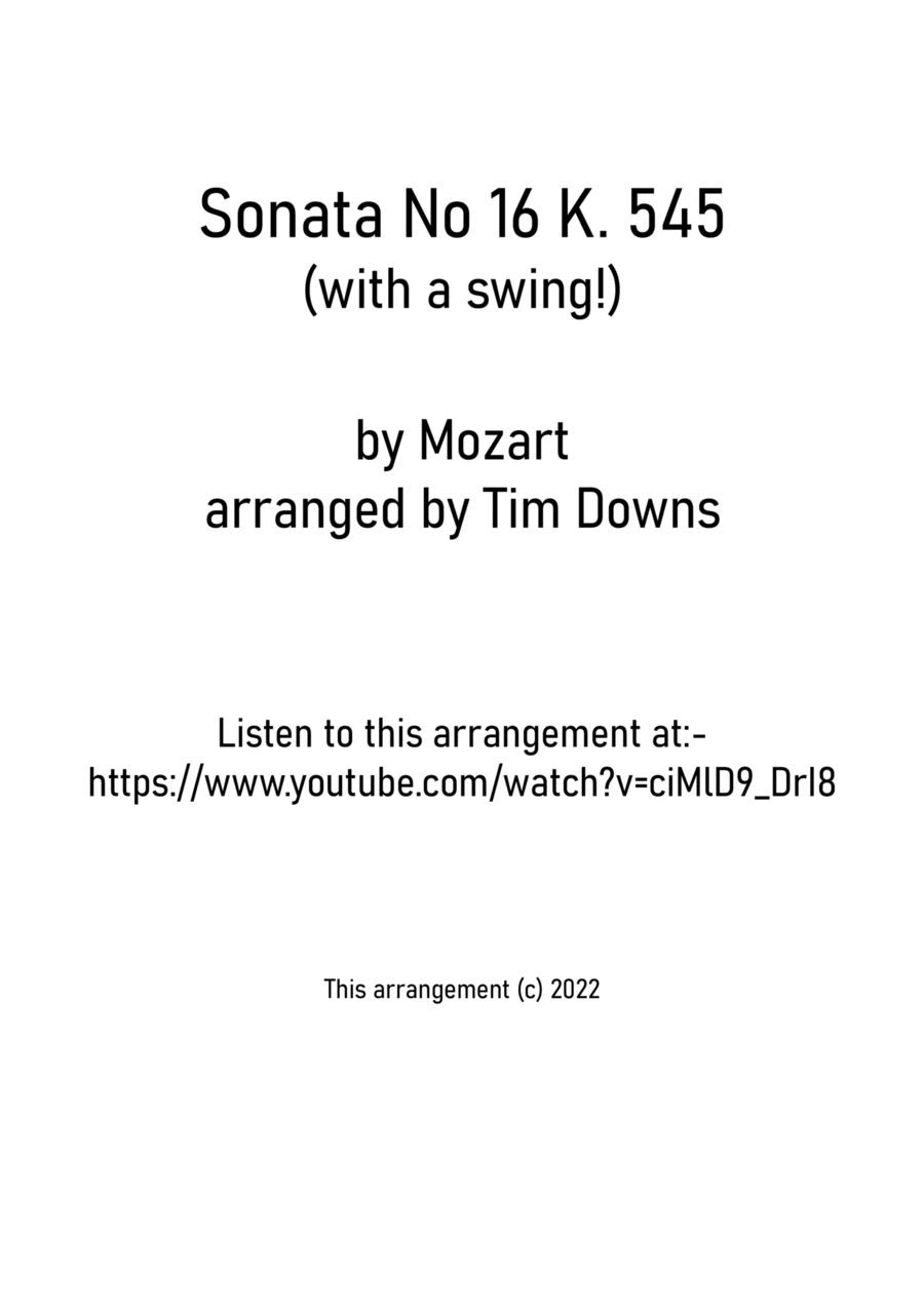 Mozart Sonata No 16 K545 (with a swing!) Saxophone Quartet scores gallery preview page 1