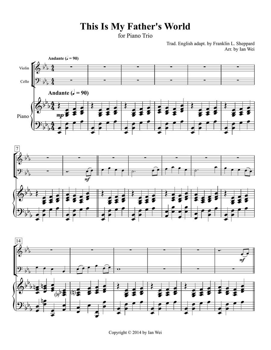 This Is My Father's World for Piano Trio Piano Trio scores gallery preview page 1