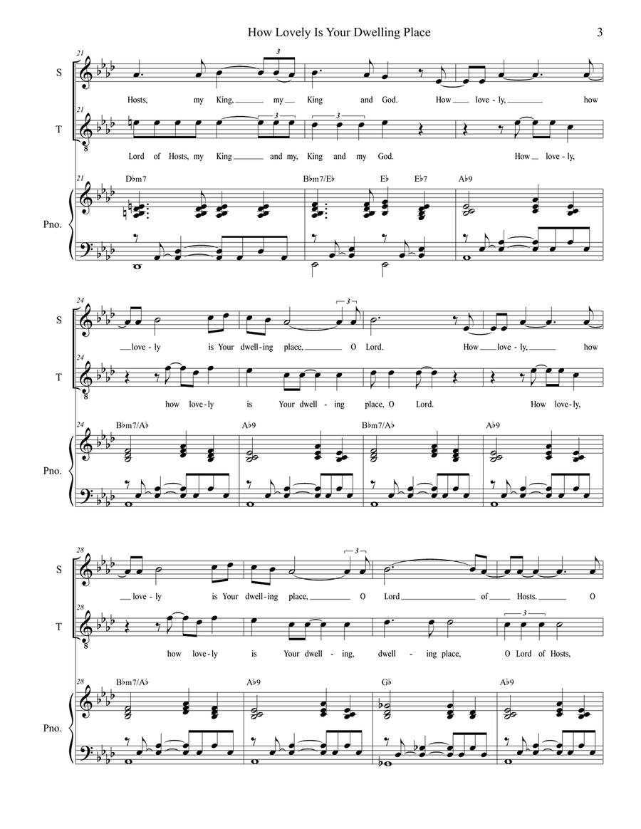 How Lovely Is Your Dwelling Place (2-part choir - (Soprano and Tenor) 2-Part scores gallery preview page 3