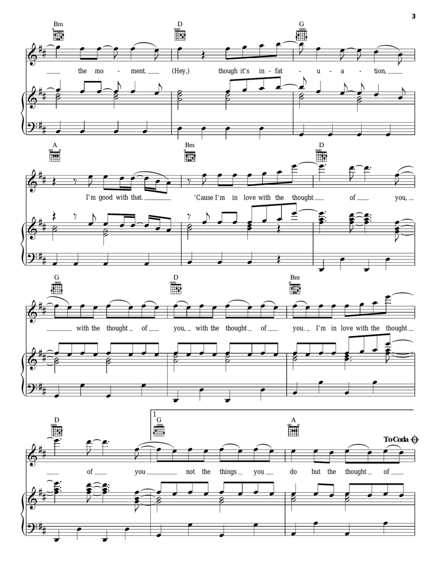 Thought Of You Thought Of You Piano, Vocal, Guitar scores gallery preview page 3