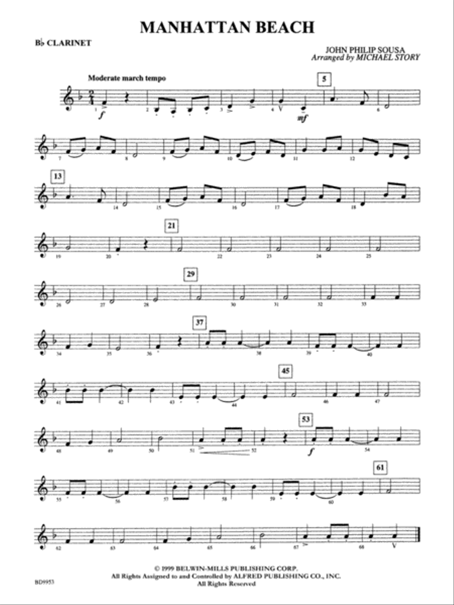 Manhattan Beach: 1st B-flat Clarinet Concert Band scores gallery preview page 1