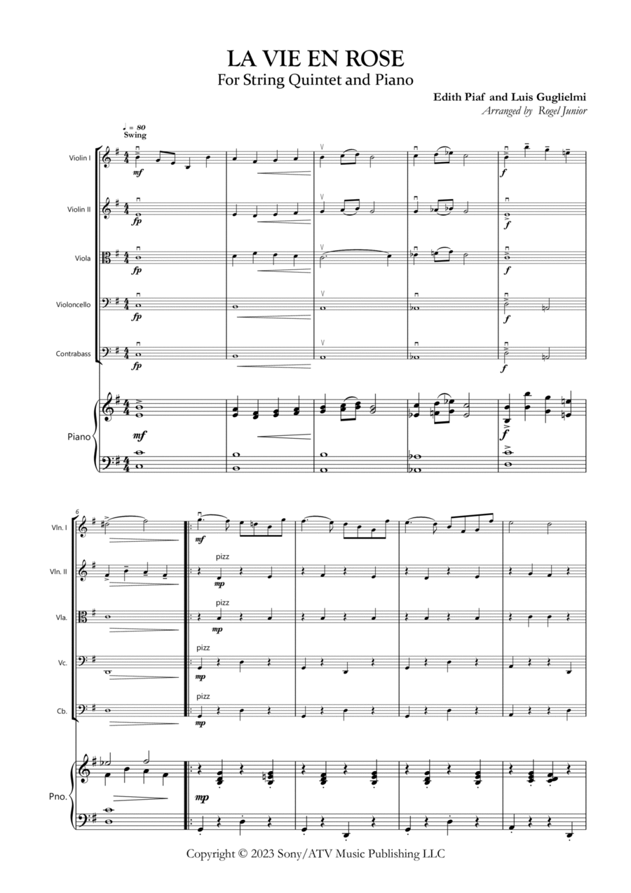 La Vie En Rose Piano Quintet scores gallery preview page 1