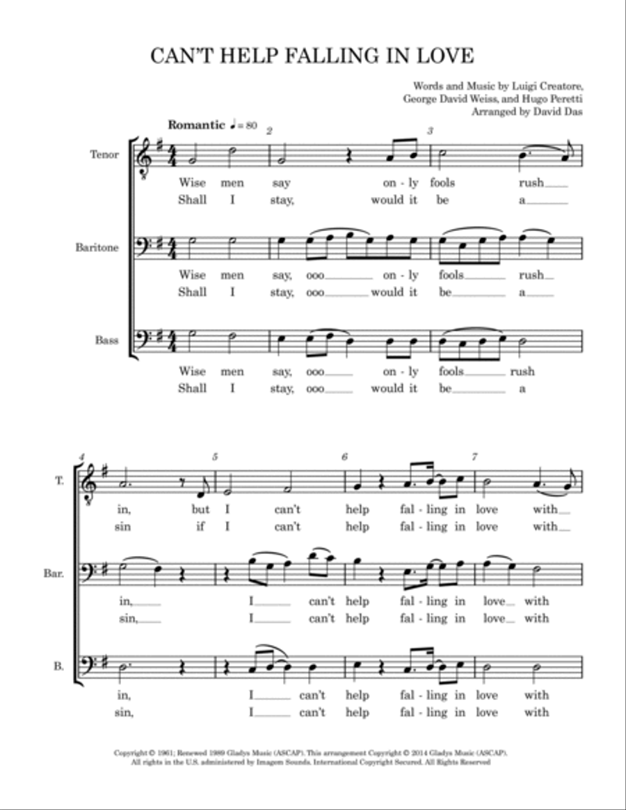 Can't Help Falling In Love 3-Part scores gallery preview page 2