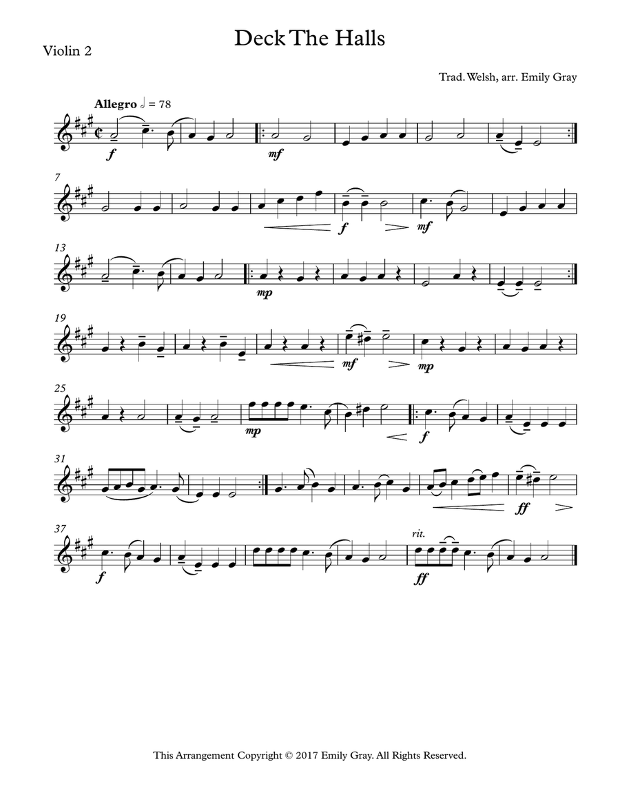 Three Christmas Songs (4 Violins) Violin Solo scores gallery preview page 6