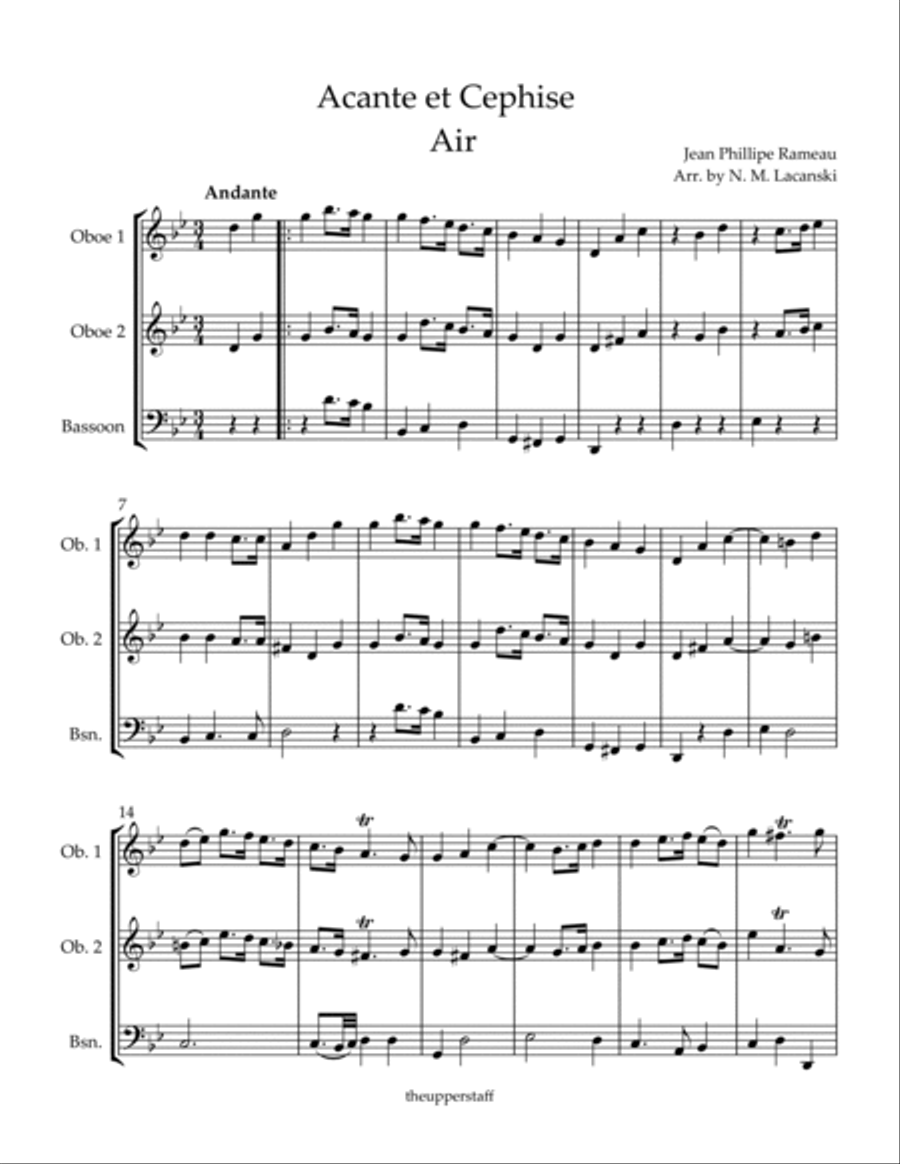 Acante et Cephise - Air Acante et Cephise - Air Woodwind Trio scores gallery preview page 2