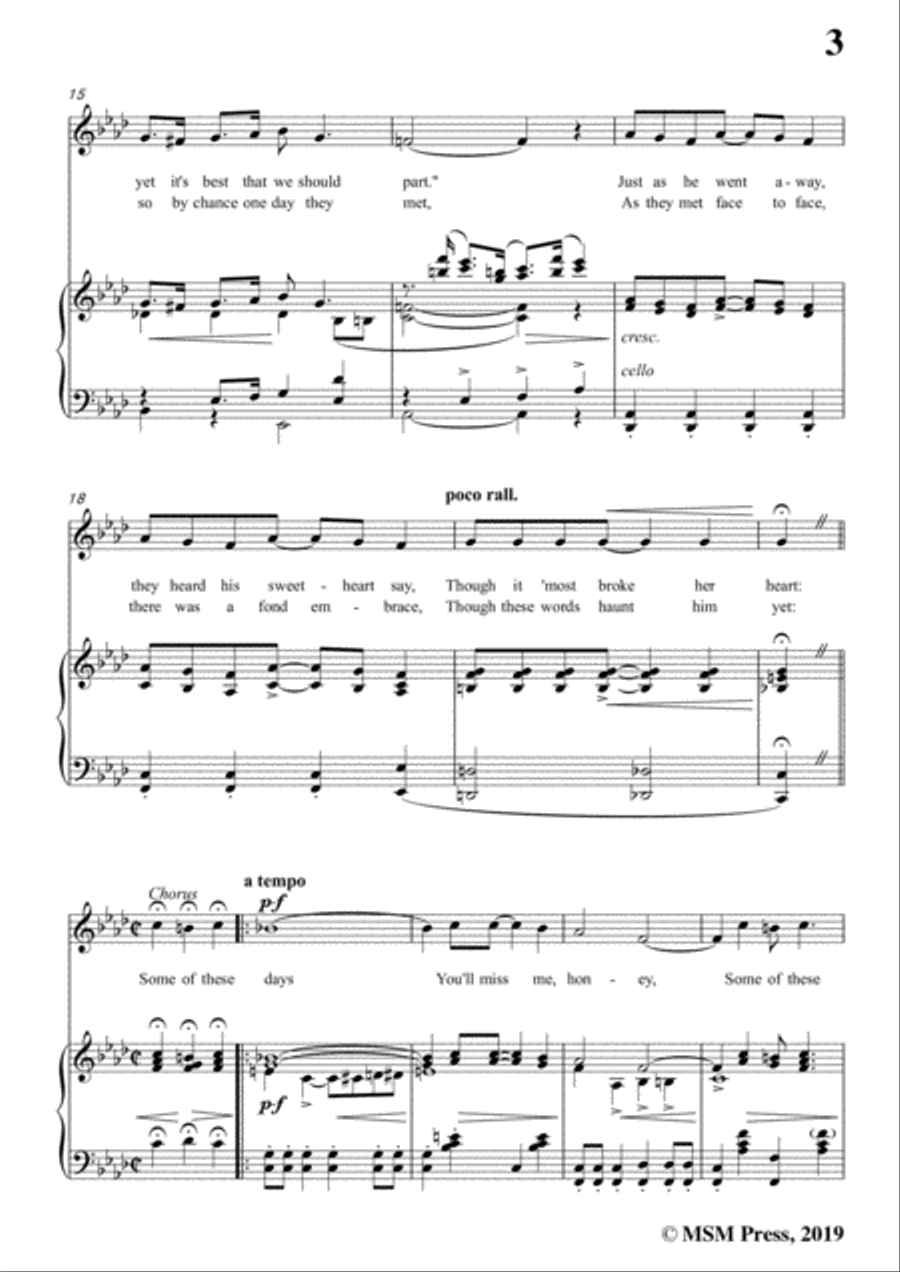 Shelton Brooks-Some of These Days,in A flat Major,for Voice and Piano Voice Solo scores gallery preview page 5