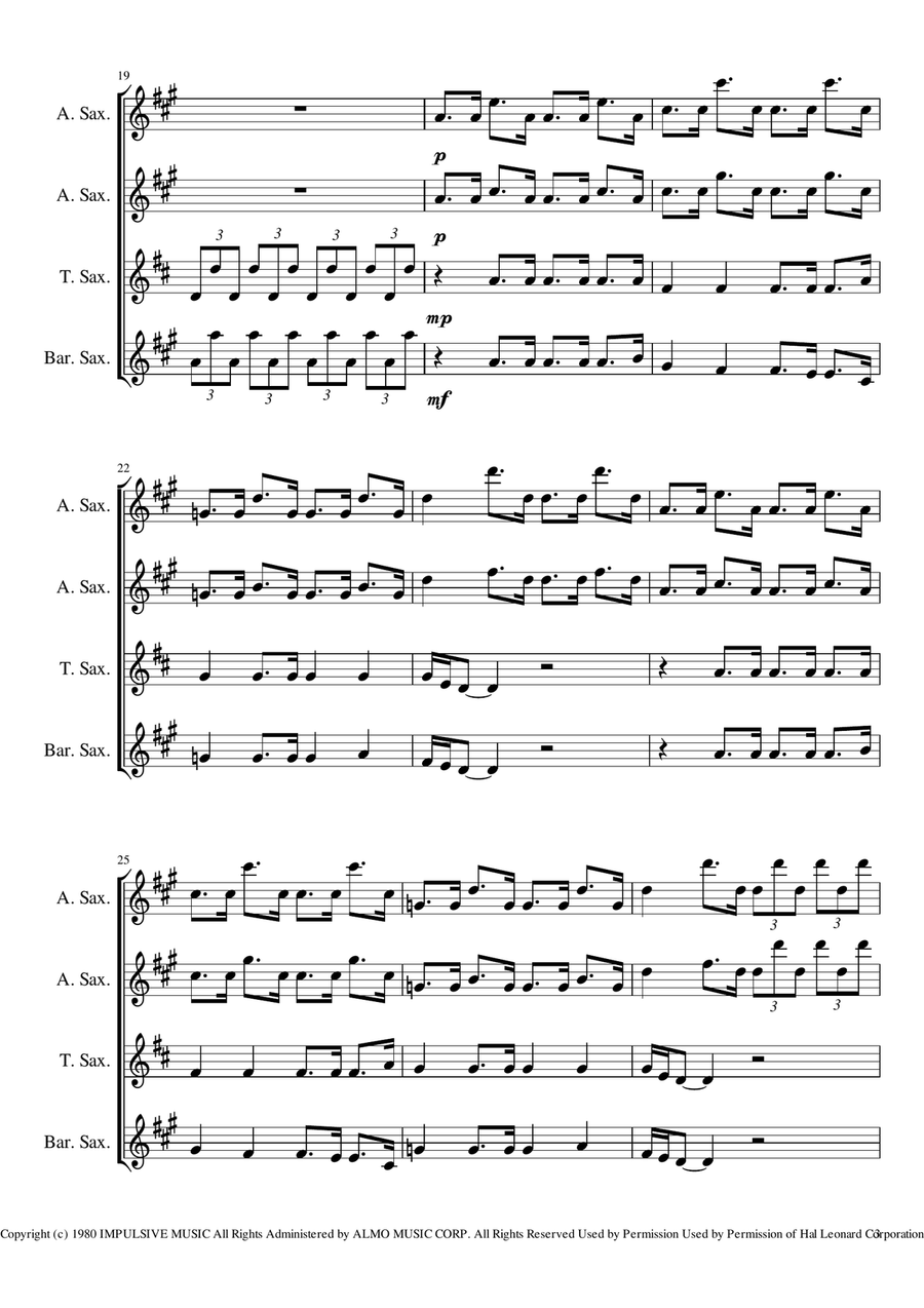 It's Still Rock And Roll To Me Woodwind Quartet scores gallery preview page 3