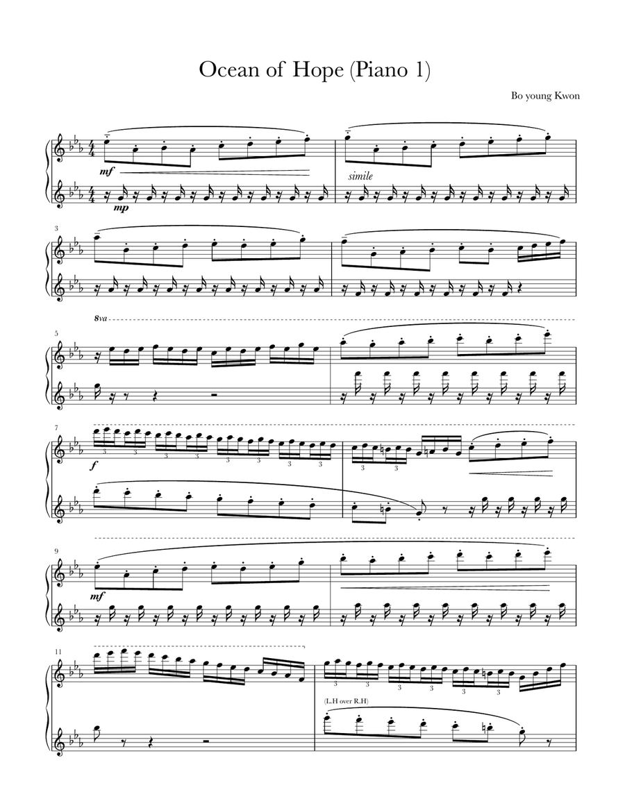 Ocean of Hope DUET for 4 hands Piano scores gallery preview page 2