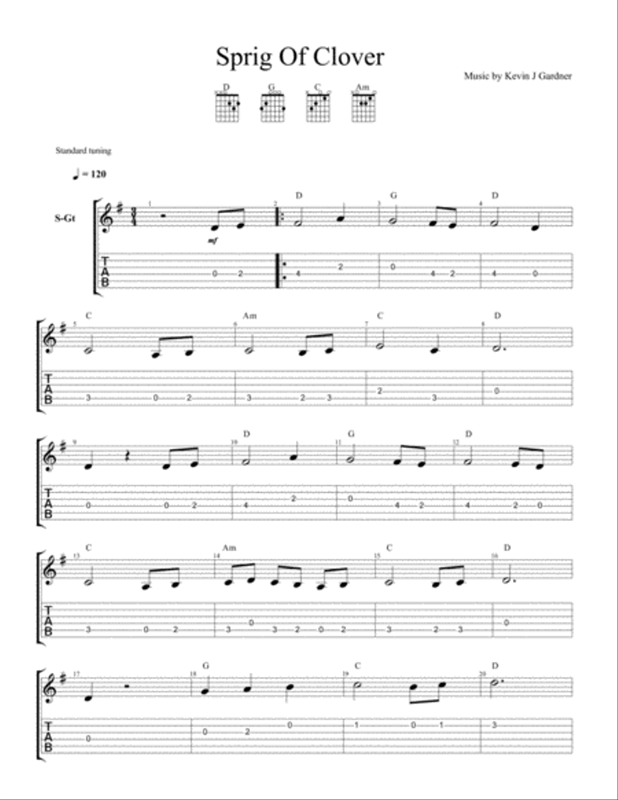 Sprig Of Clover Guitar Tablature scores gallery preview page 1