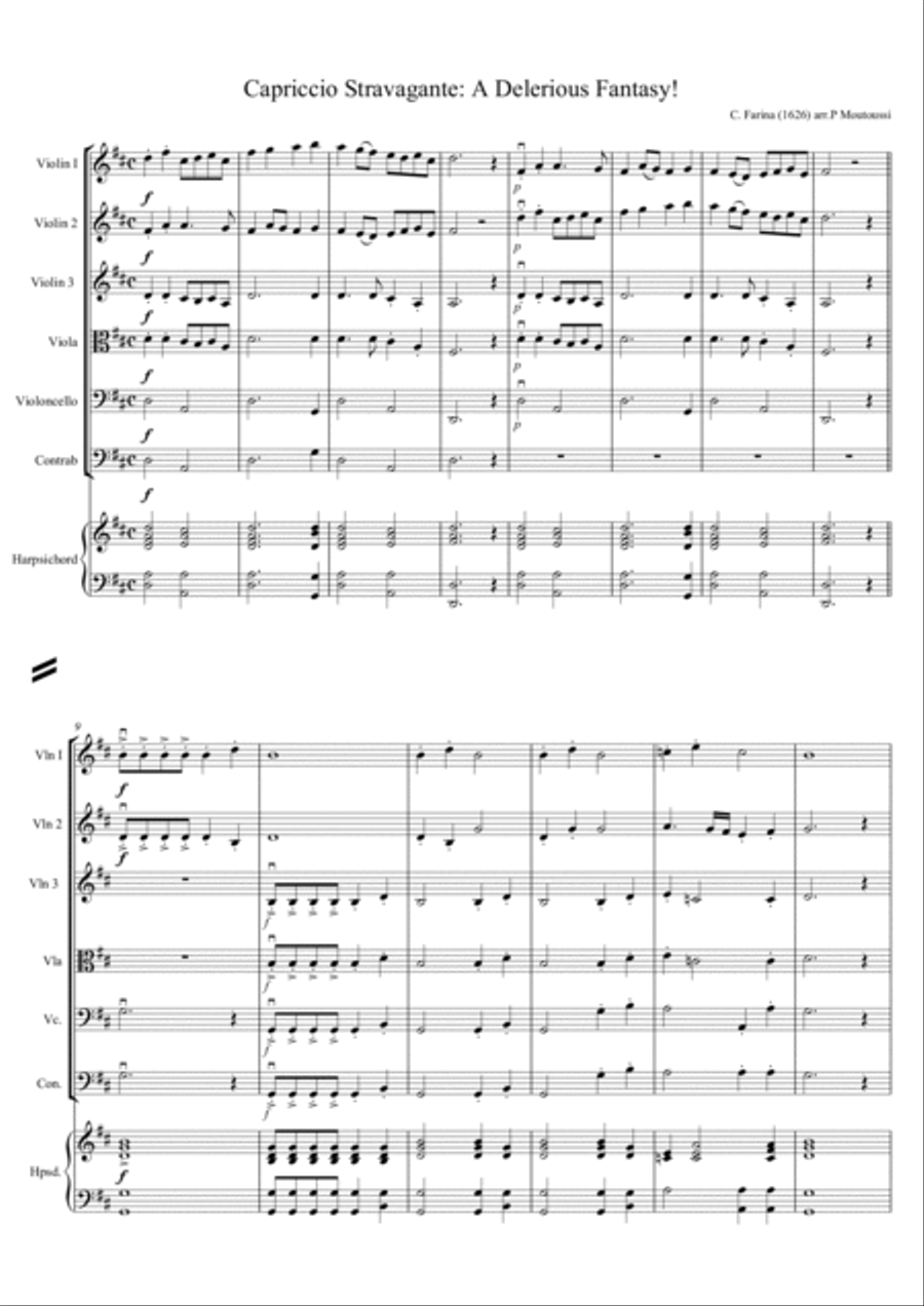 Farina's Capriccio Stravagante of 1626 (arranged for Junior Strings) Large Ensemble scores gallery preview page 2