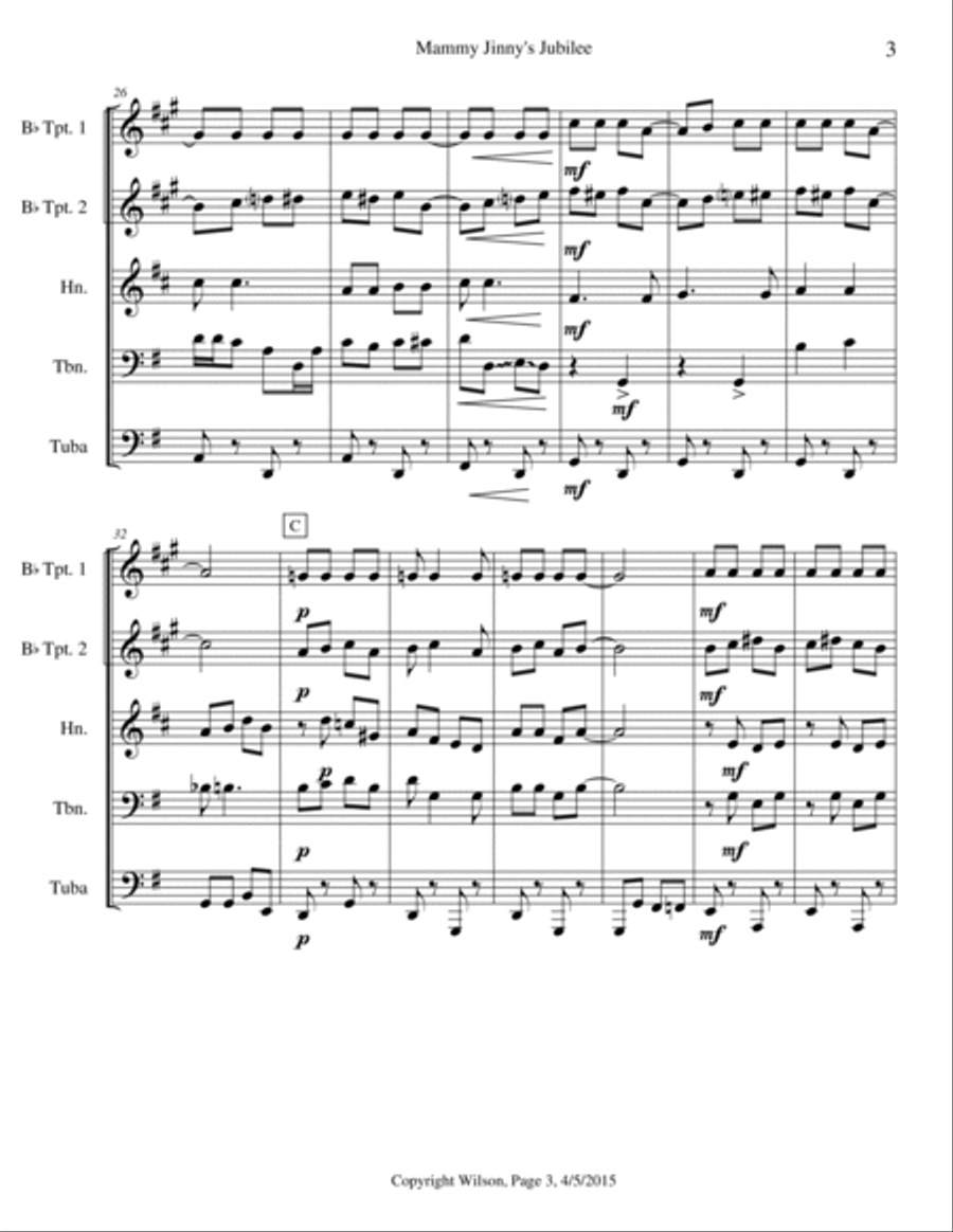 Mammy Jinny's Jubilee Brass Quintet scores gallery preview page 4