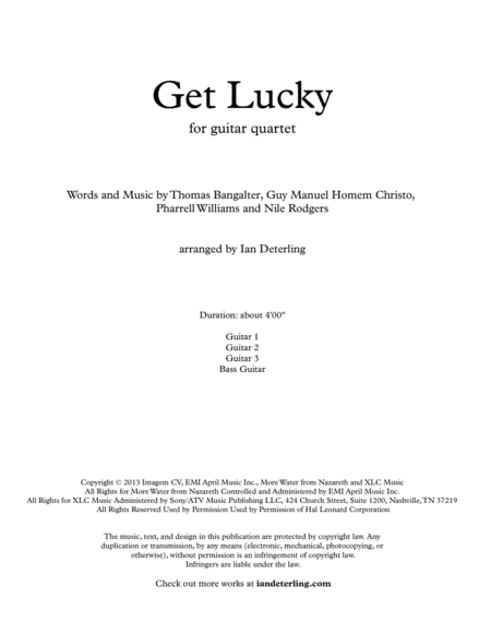 Get Lucky (for Guitar Quartet) image number null