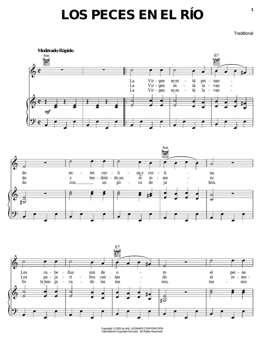 Los Peces En El Rio Piano, Vocal, Guitar scores gallery preview page 1