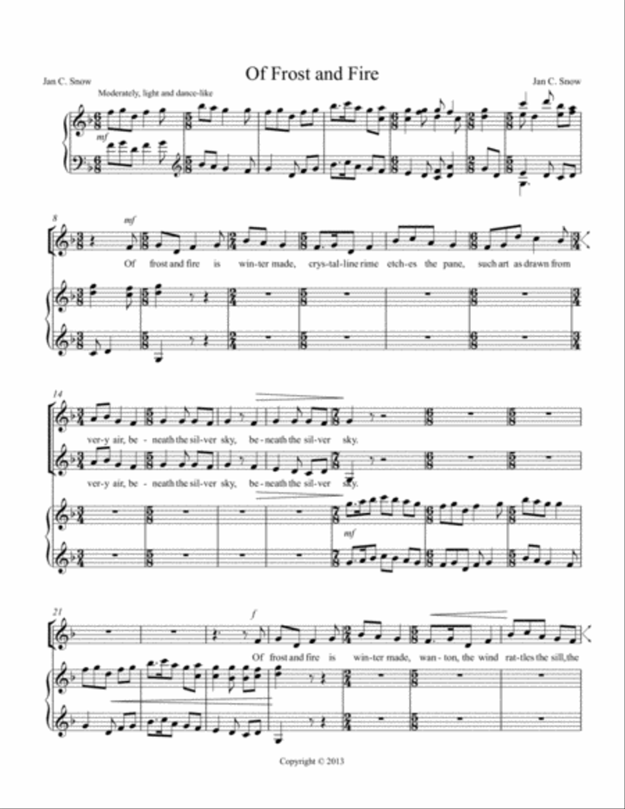 Of Frost and Fire Of Frost and Fire SSAA scores gallery preview page 1