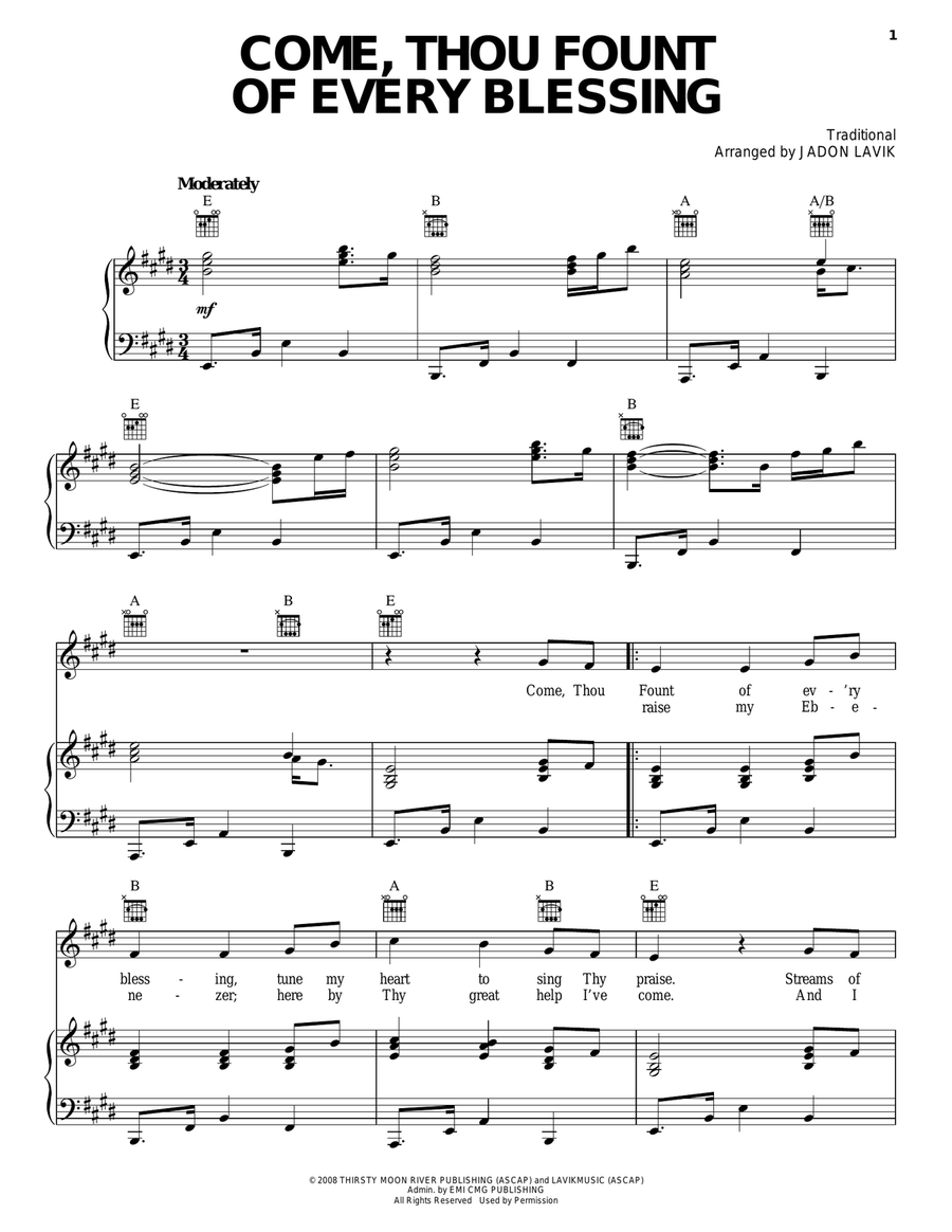 Come Thou Fount Of Every Blessing Acoustic Guitar scores gallery preview page 1