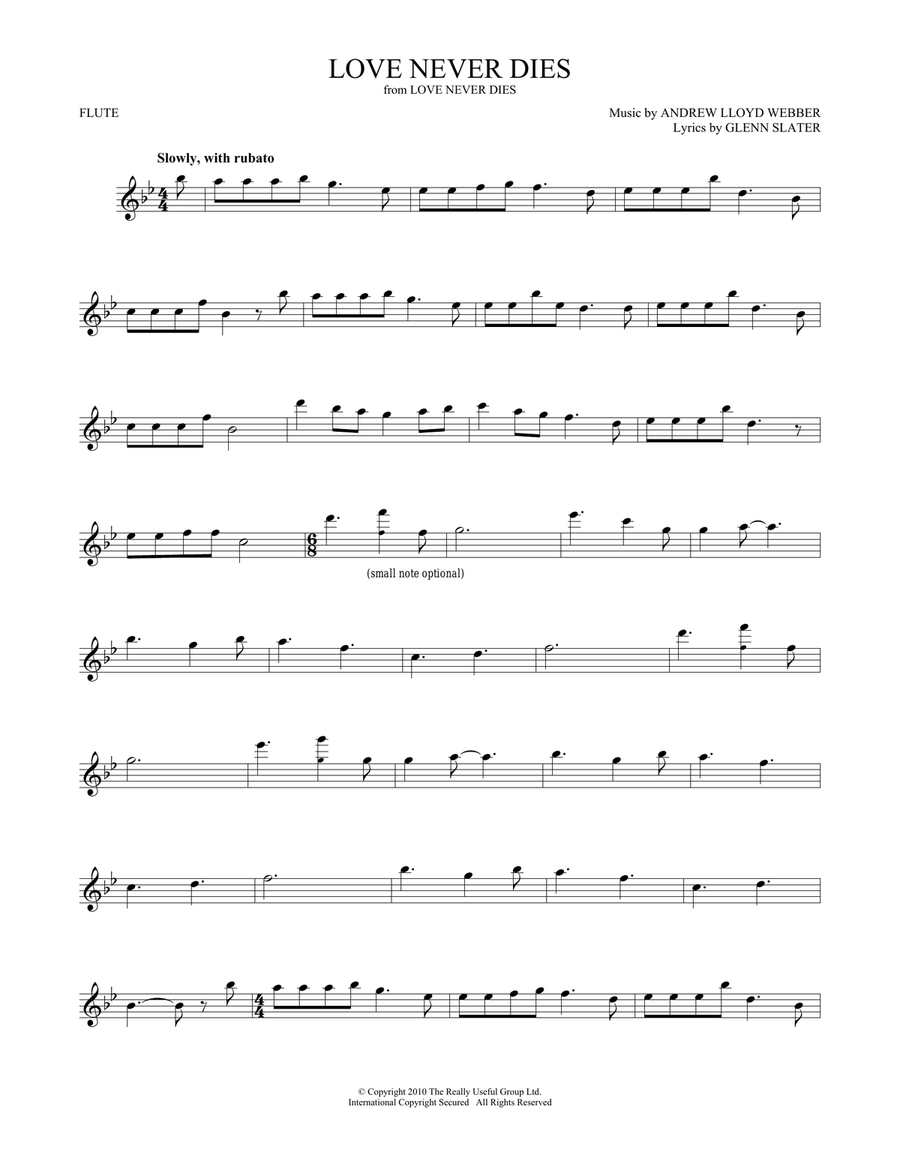 Love Never Dies Flute Solo scores gallery preview page 1