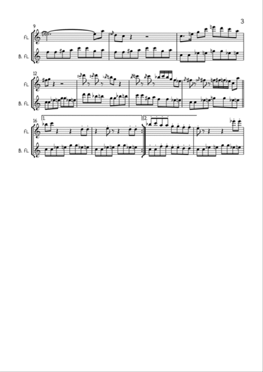 Baby Elephant Walk Flute Duet scores gallery preview page 5