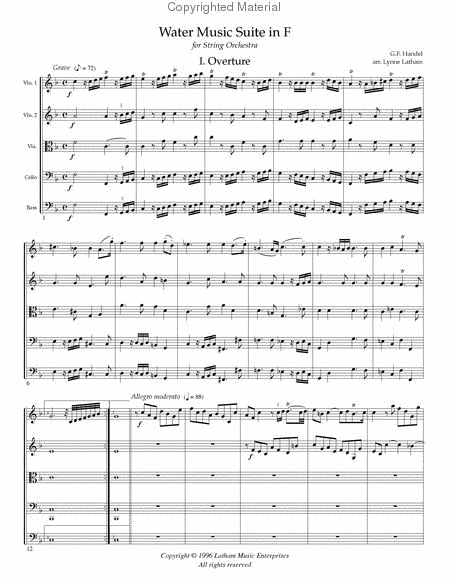 The Water Music for String Orchestra - Score