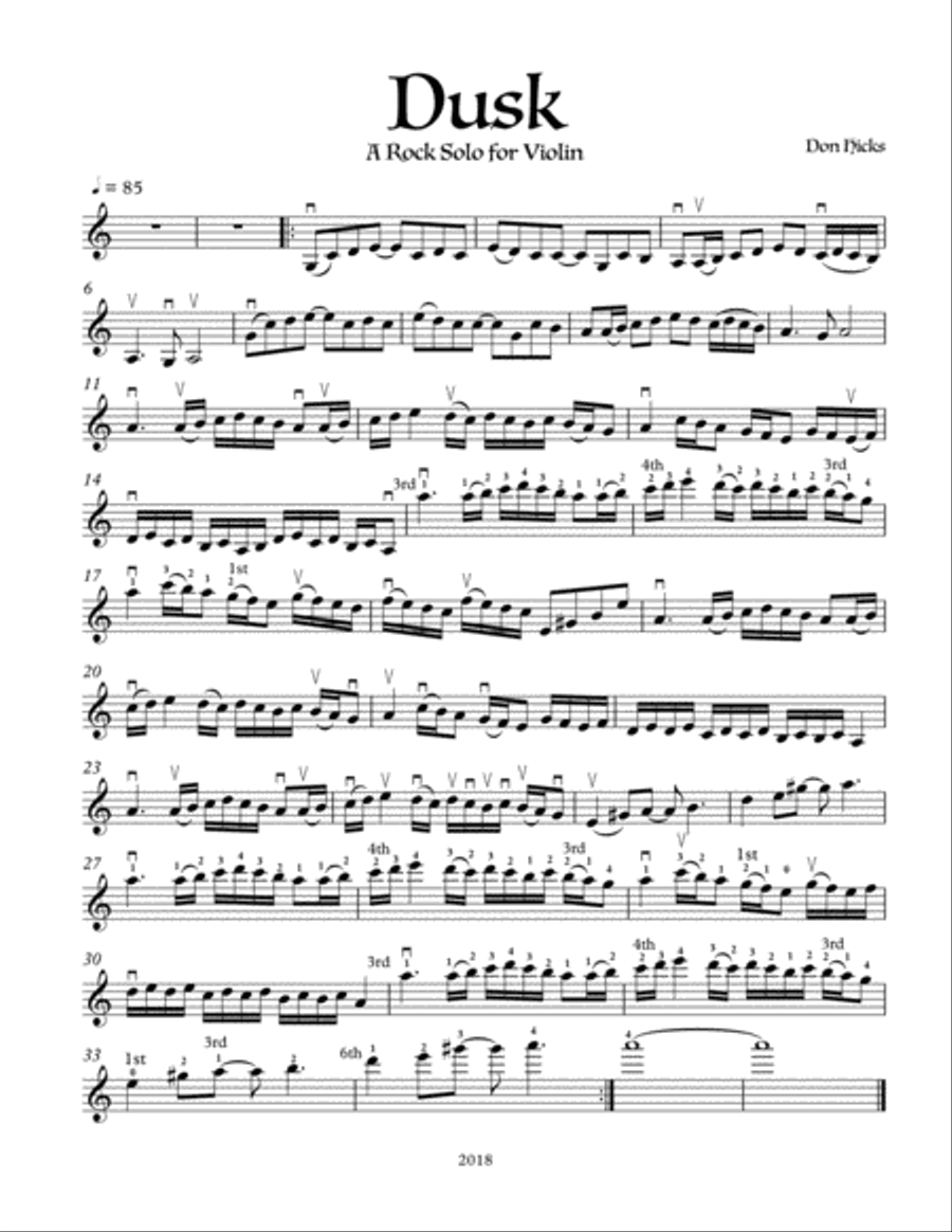 Dusk, a Rock Solo for Violin Small Ensemble scores gallery preview page 2