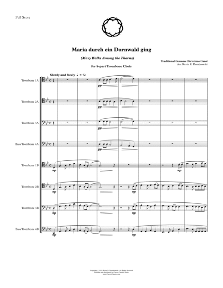 Maria durch ein Dornwald ging - German Christmas Carol for Trombone Choir Ensemble image number null