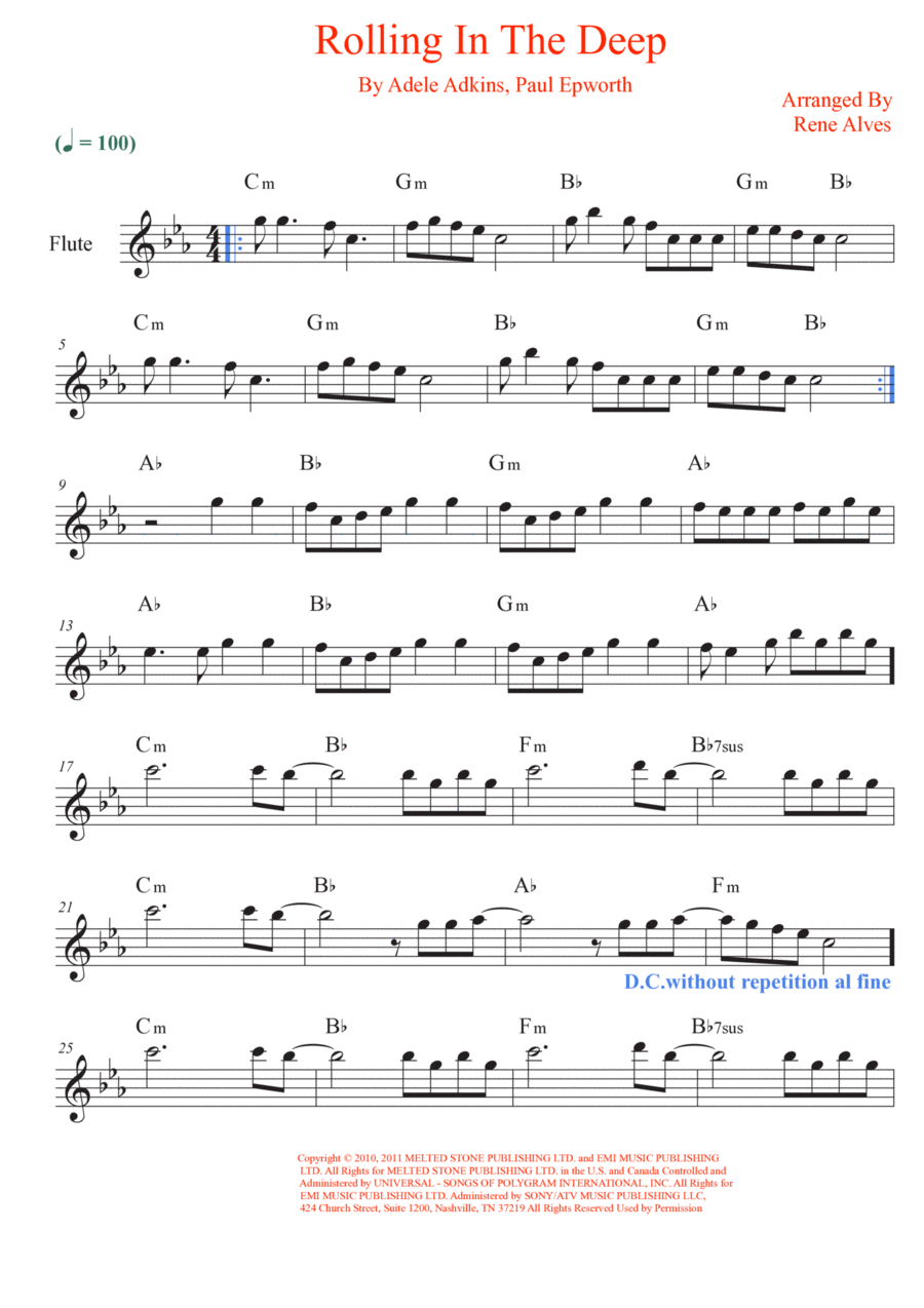 Rolling in shop the deep flute