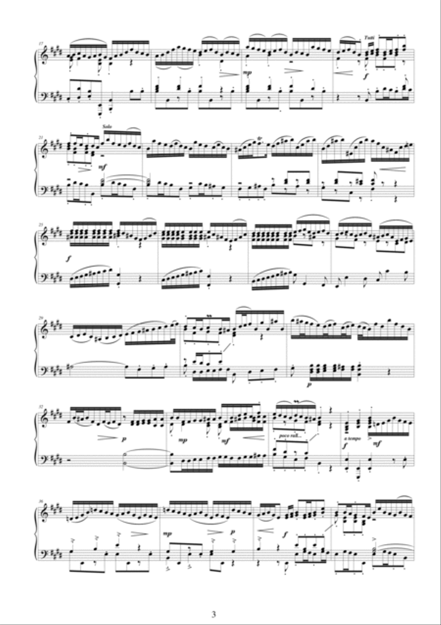 J.S.Bach - Violin Concerto in E major BWV 1042 - Piano solo - 1° mov. Allegro Piano Solo scores gallery preview page 2