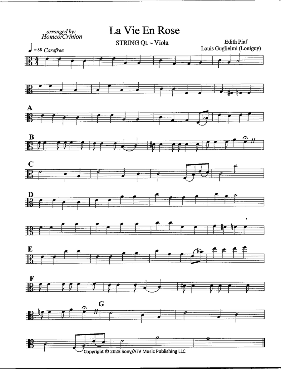 La Vie En Rose String Quartet scores gallery preview page 5