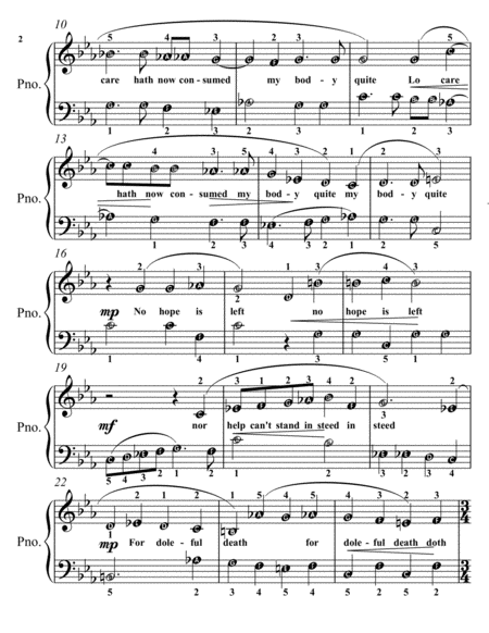 Cease Sorrows Now Easy Piano Sheet Music